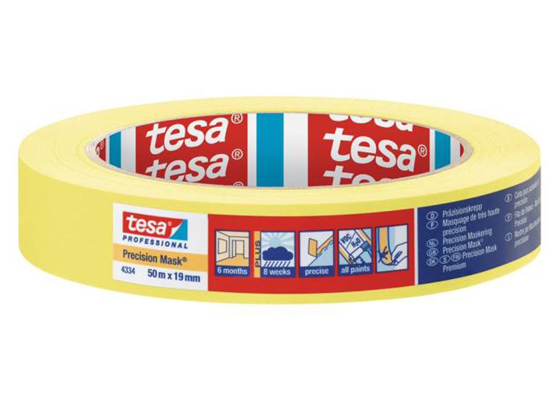 TESA PRECISIE AFPLAKBAND 4334 GEEL 19MMX50M