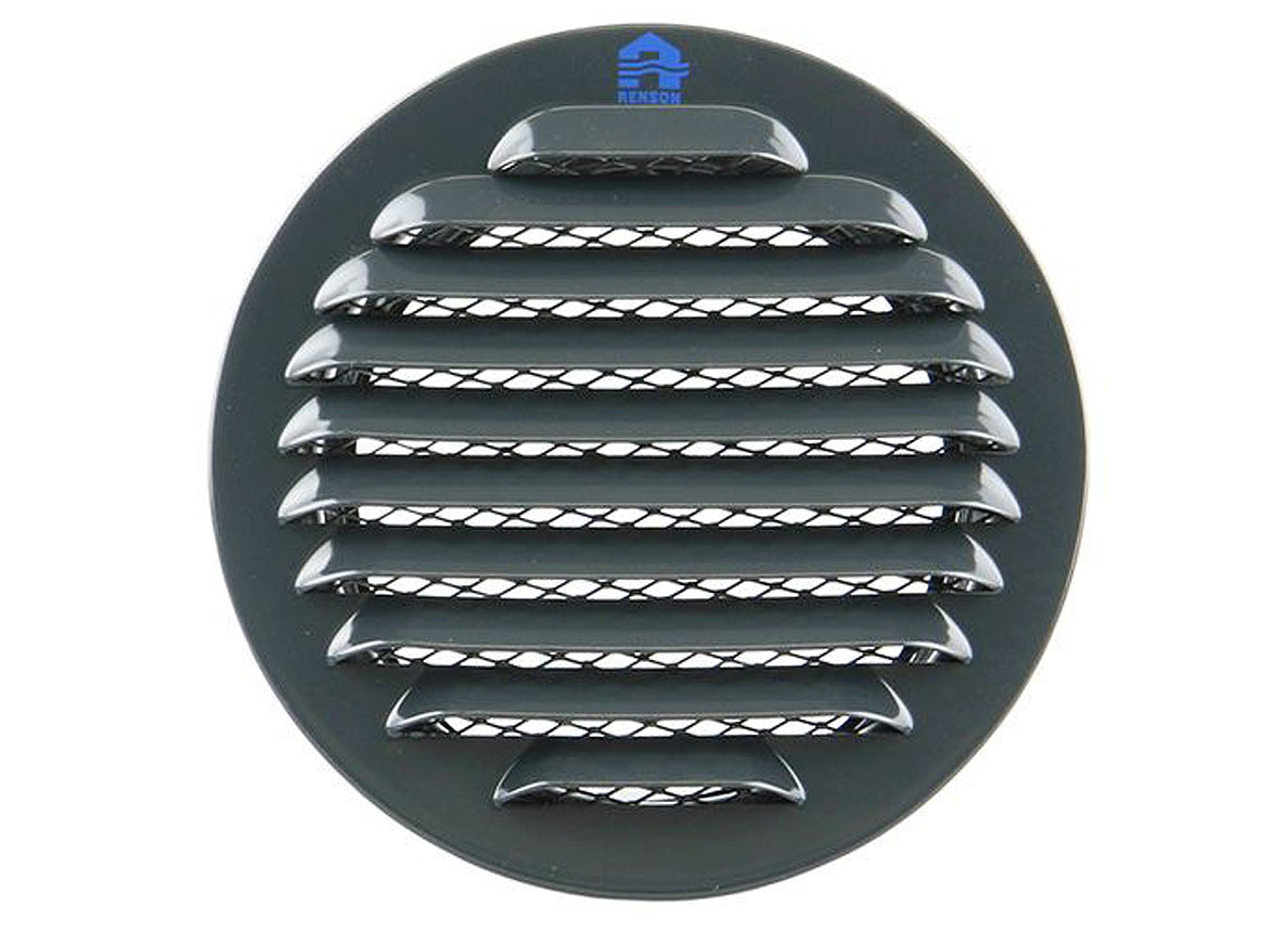 RENSON GRILLE ESTAMPEE RONDE A ENCASTRER 435/R ALU ANTHRACITE Ø100MM 