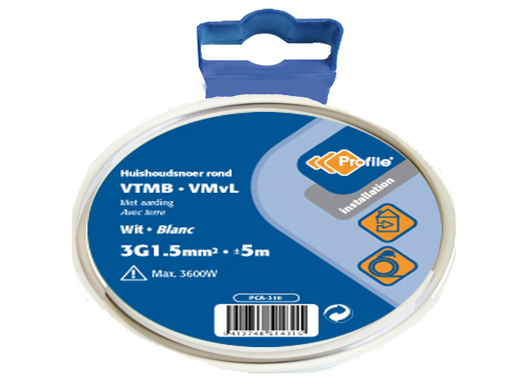 KABEL VTMB 3G1.5 WIT 5M BLISTER