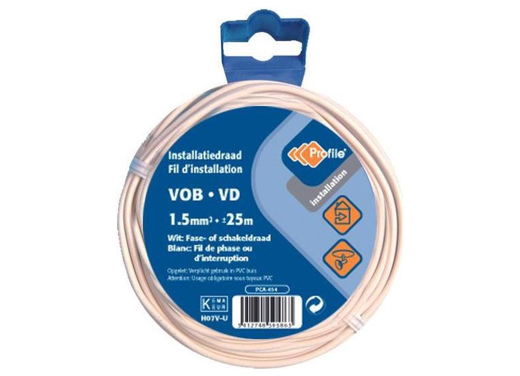 VOB KABEL 1.5 WIT 25M BLISTER