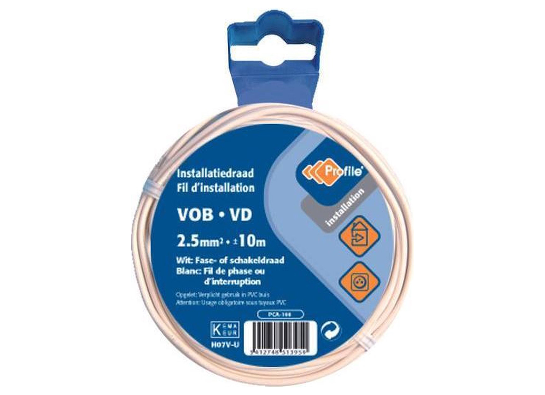 VOB KABEL 2.5MM2 WIT 10M