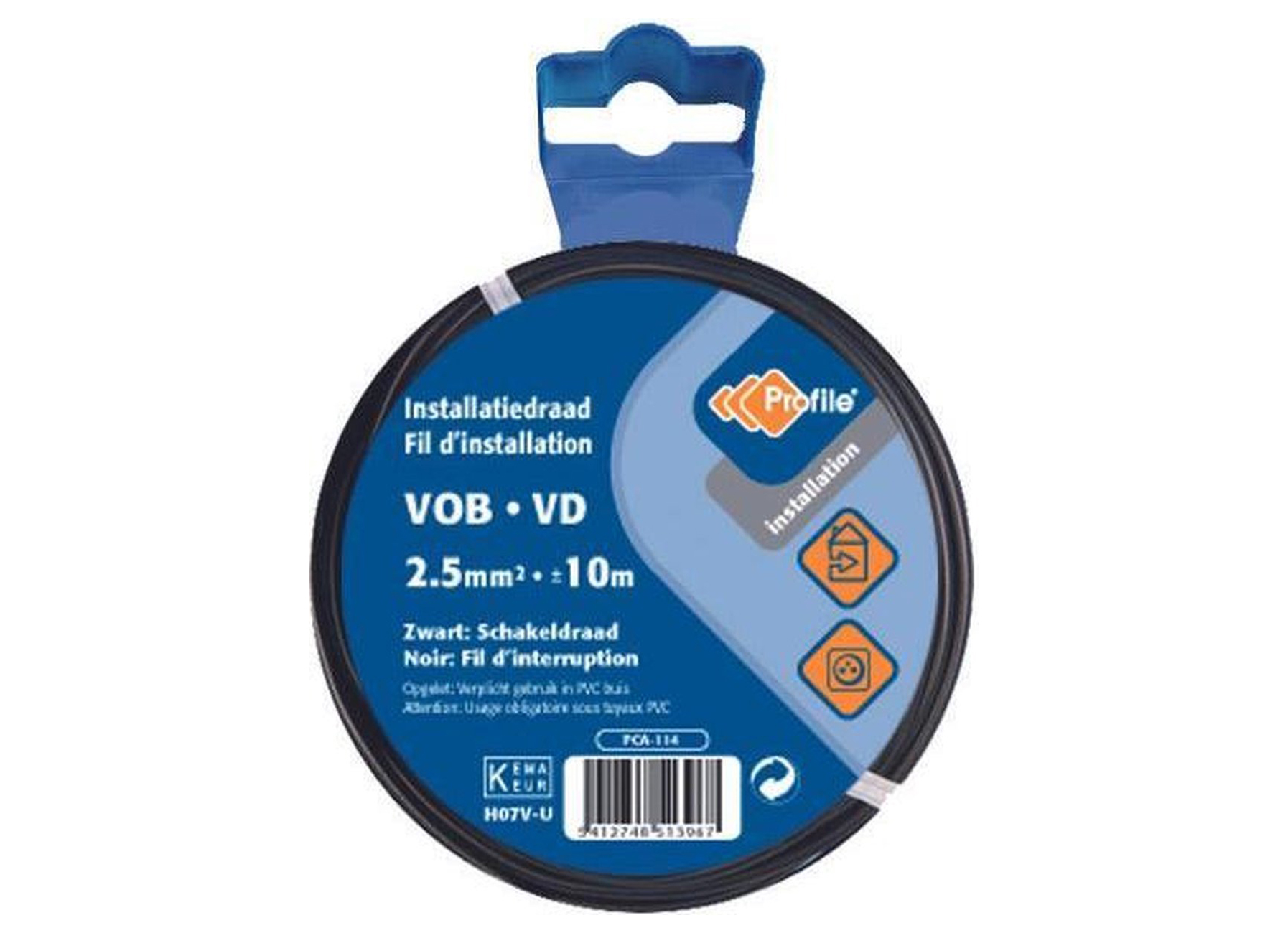 VOB KABEL 2.5MM2 ZWART 10M