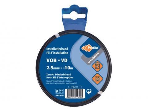 VOB KABEL 2.5MM2 ZWART 10M