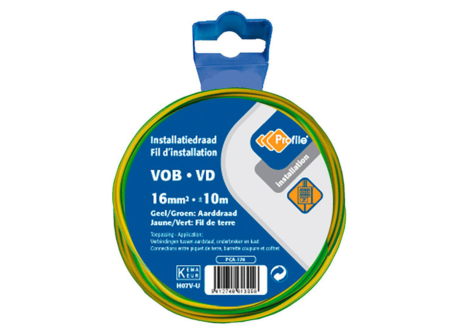 CABLE VOB 16MM JAUNE/VERT 10M BLISTER