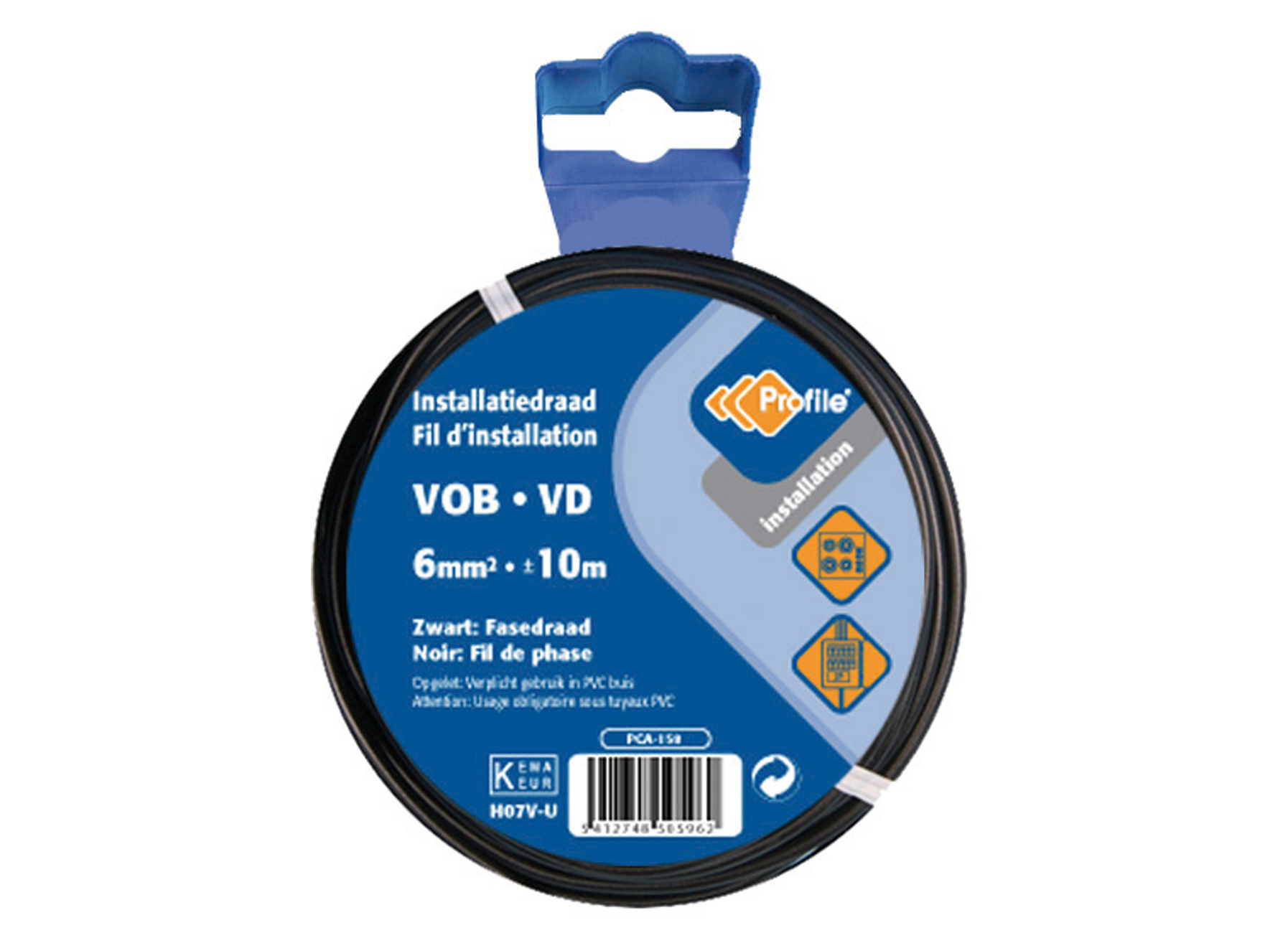 VOB KABEL 6MM2 ZWART 10M