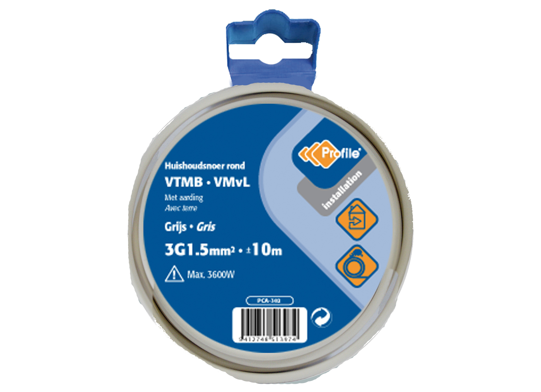 KABEL VTMB 3G1.5 GRIJS 10M BLISTER