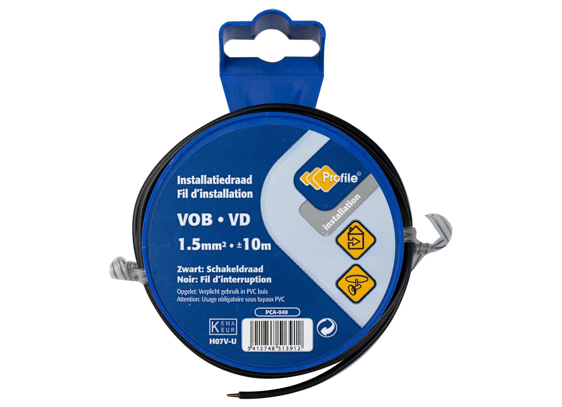 VOB KABEL 1.5 ZWART 10M BLISTER