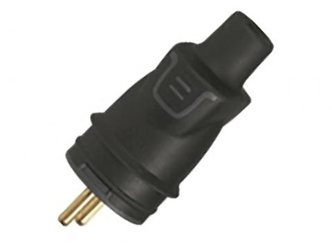 STEKKER ZWARTE RUBBER IP44 2-POLIG + AARDING