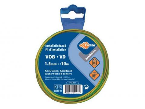 CABLE VOB 1.5 JAUNE/VERT 10M BLISTER