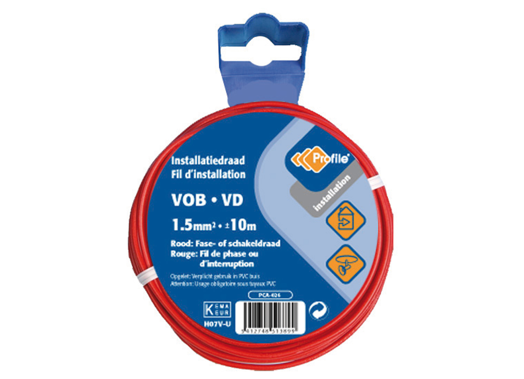 VOB KABEL 1.5MM2 ROOD 10M