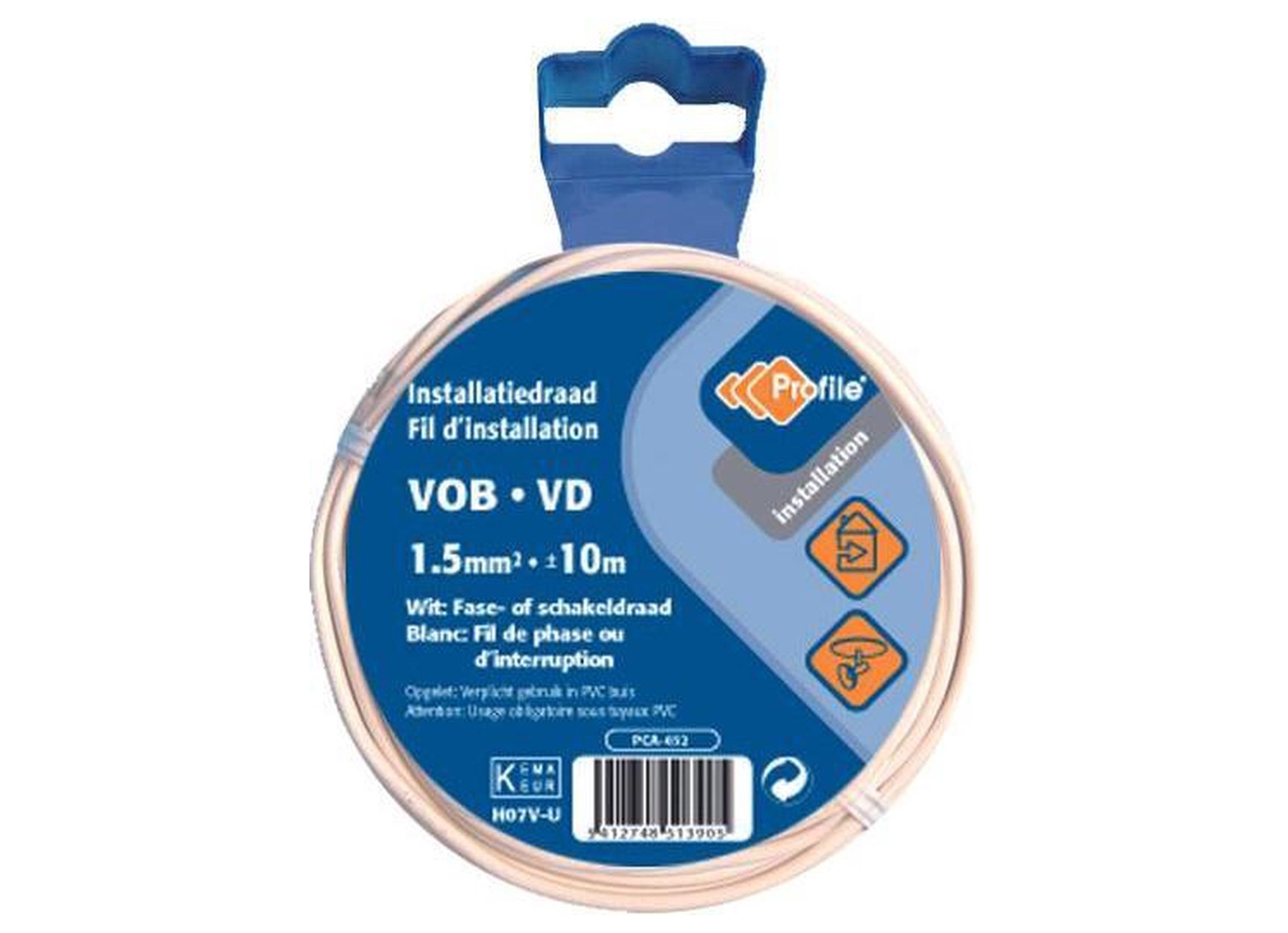 VOB KABEL 1.5 WIT 10M BLISTER