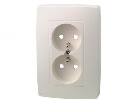 DUBBEL STOPCONTACT MET AARDING EN VEILIGHEID ORIGINAL WHITE