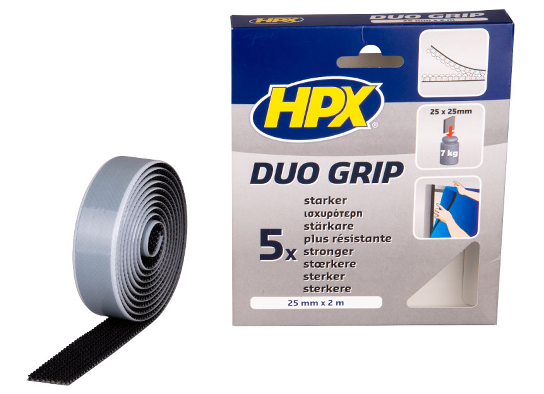 HPX DUO GRIP KLIKBAND - ZWART 25MM X 2M