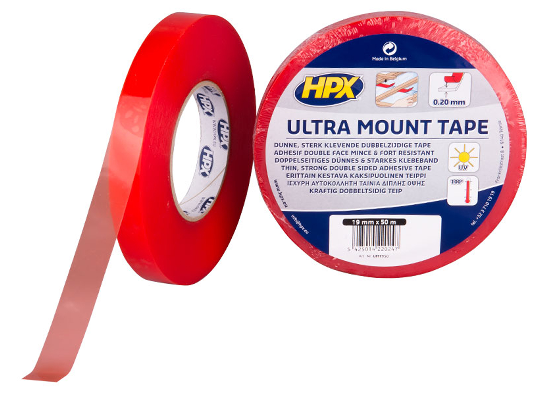 HPX ULTRA MOUNT BEVESTIGINGSTAPE - TRANSPARANT 19MMX50M