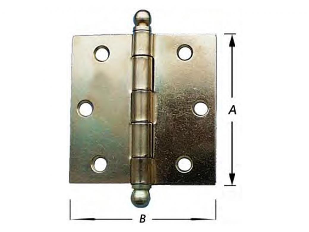 DEURSCHARNIEREN BOLKNOP BLANK IJZER + SCHROEVEN 75MM 3 STUKS