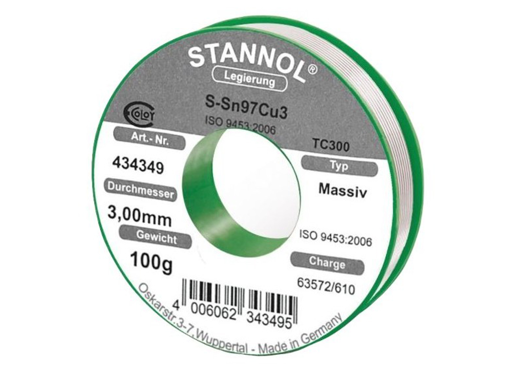 STANNOL MASSIV SOLDEERDRAAD 3MM 100G SN97/CU3
