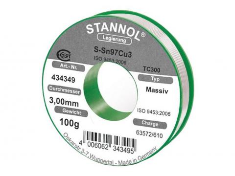STANNOL MASSIV SOLDEERDRAAD 3MM 100G SN97/CU3