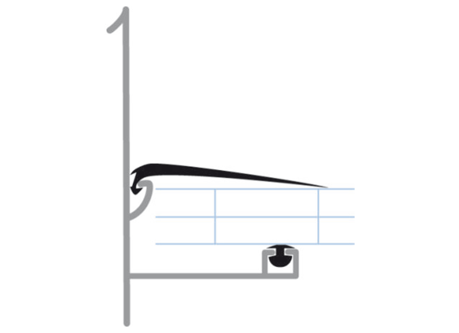 SCALA PROFILE LATERALE ALU + CAOUTCHOUC NOIR 10MM 2.5M