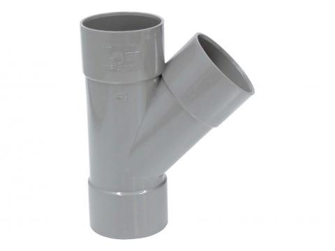 T EN PVC Ø80 45° GRIS F/F/F