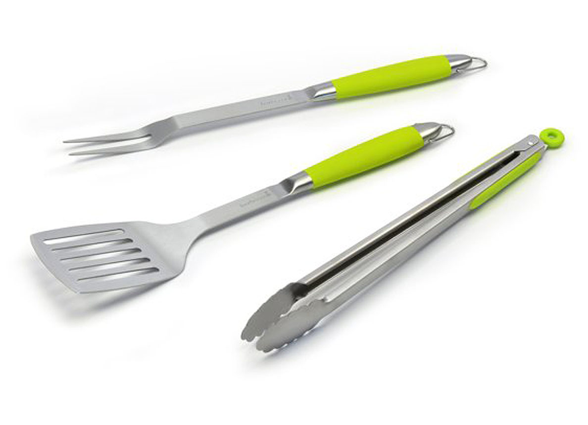 BARBECOOK SET D''UTENSILS KIWI AVEC SPATULE, FOURCHETTE ET PINCE 43CM