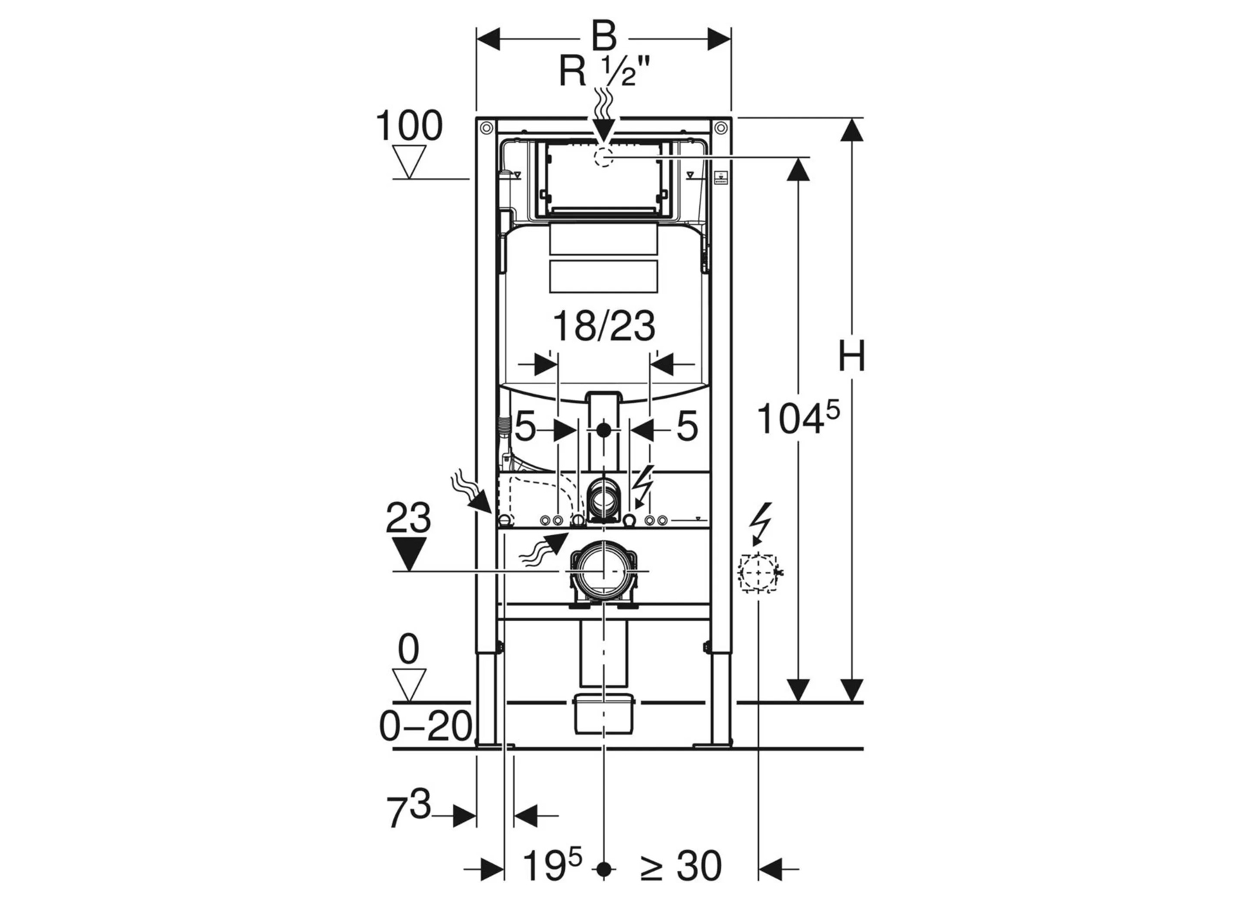 GEBERIT DUOFIX UP320 112CM INBOUWSPOELRESERVOIR