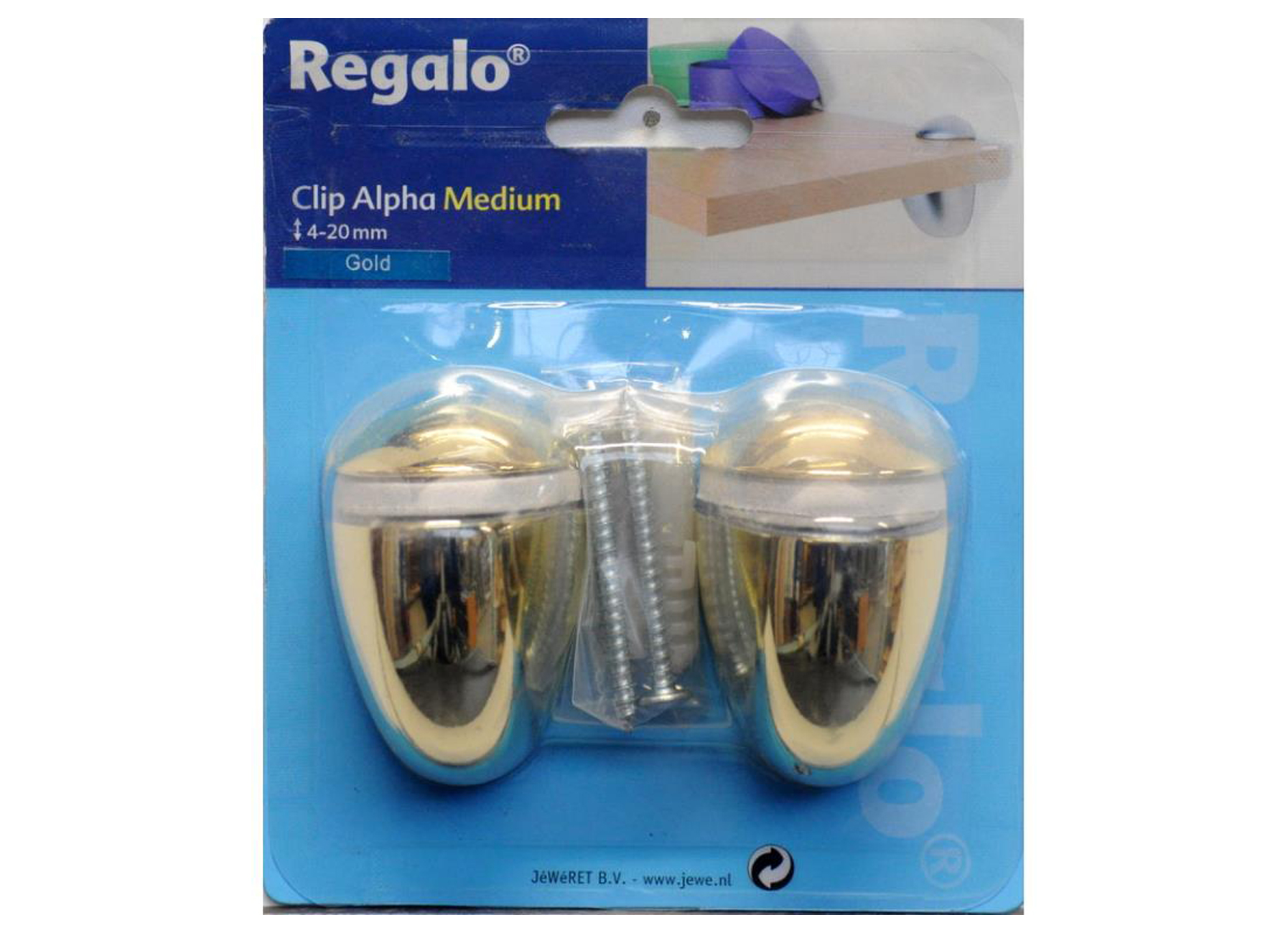 CLIP ALPHA SUPPORT POUR ETAGERES MEDIUM 4-20MM OR 2 PIECES