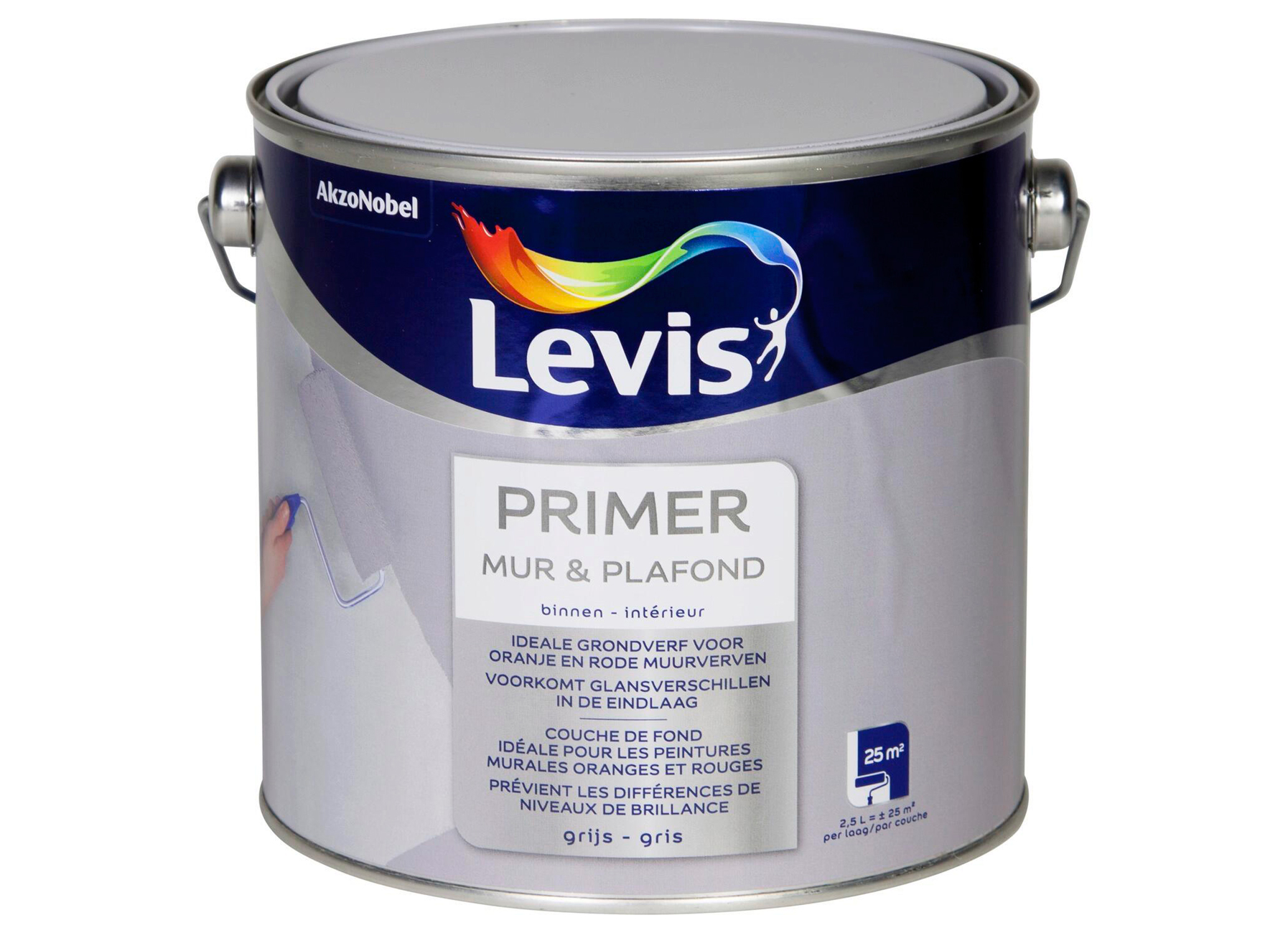 LEVIS PRIMER MUR & PLAFOND GRIJS 2,5L
