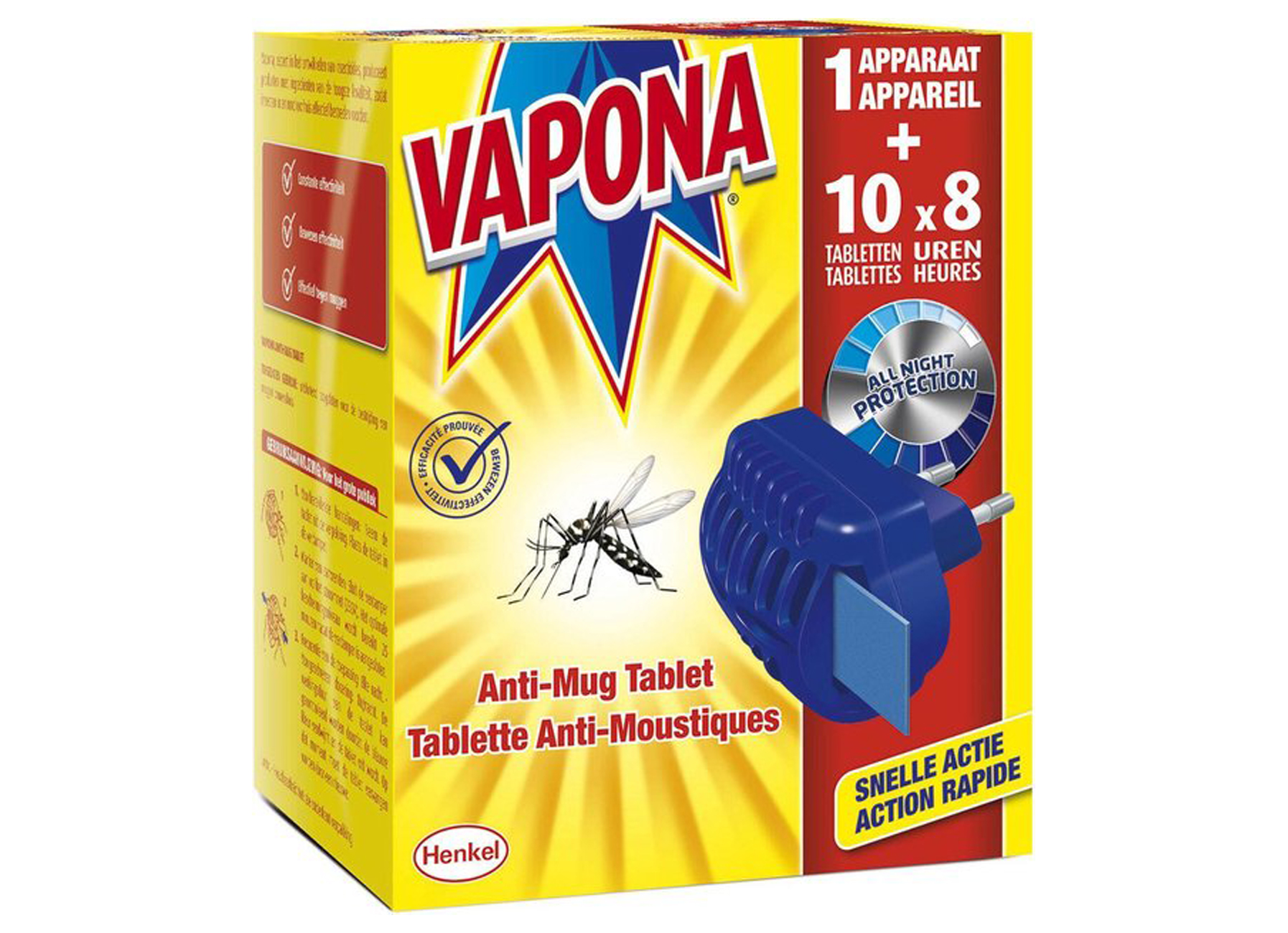 VAPONA APPAREIL ANTI-MOUSTIQUE + 10 TABLETTES