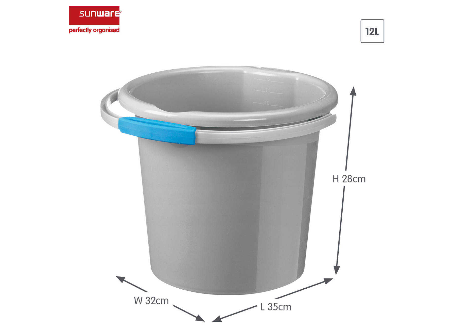 SUNWARE WATER-LINE SEAU GRIS 12L