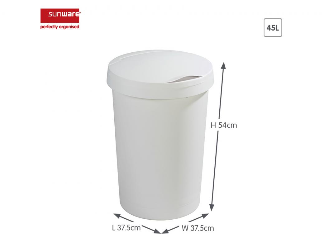 Sunware Twinga Poubelle Couvercle Battant 45L Blanc