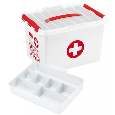 Q-LINE FIRST AID BOX 22L INZET WIT/TRANSPARANT/ROOD