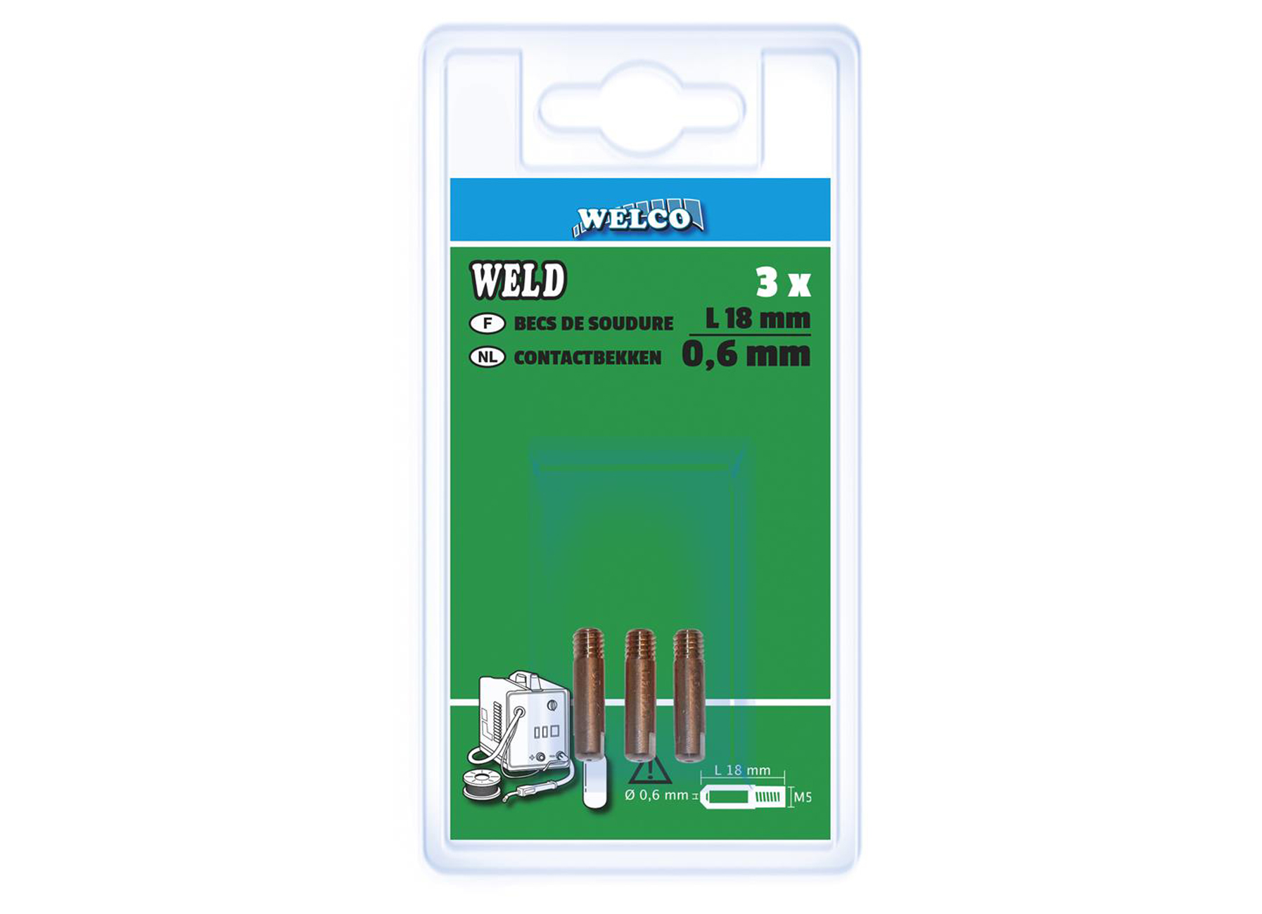 WELCO BECS DE SOUDURE L=18MM Ø0,6MM M5 3 PCS