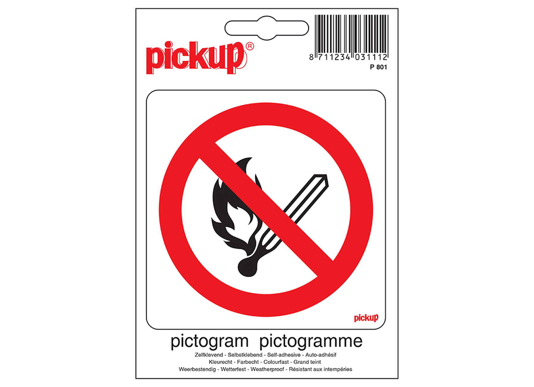 PICTOGRAM 10X10CM VUUR,OPEN VLAM VERBODEN