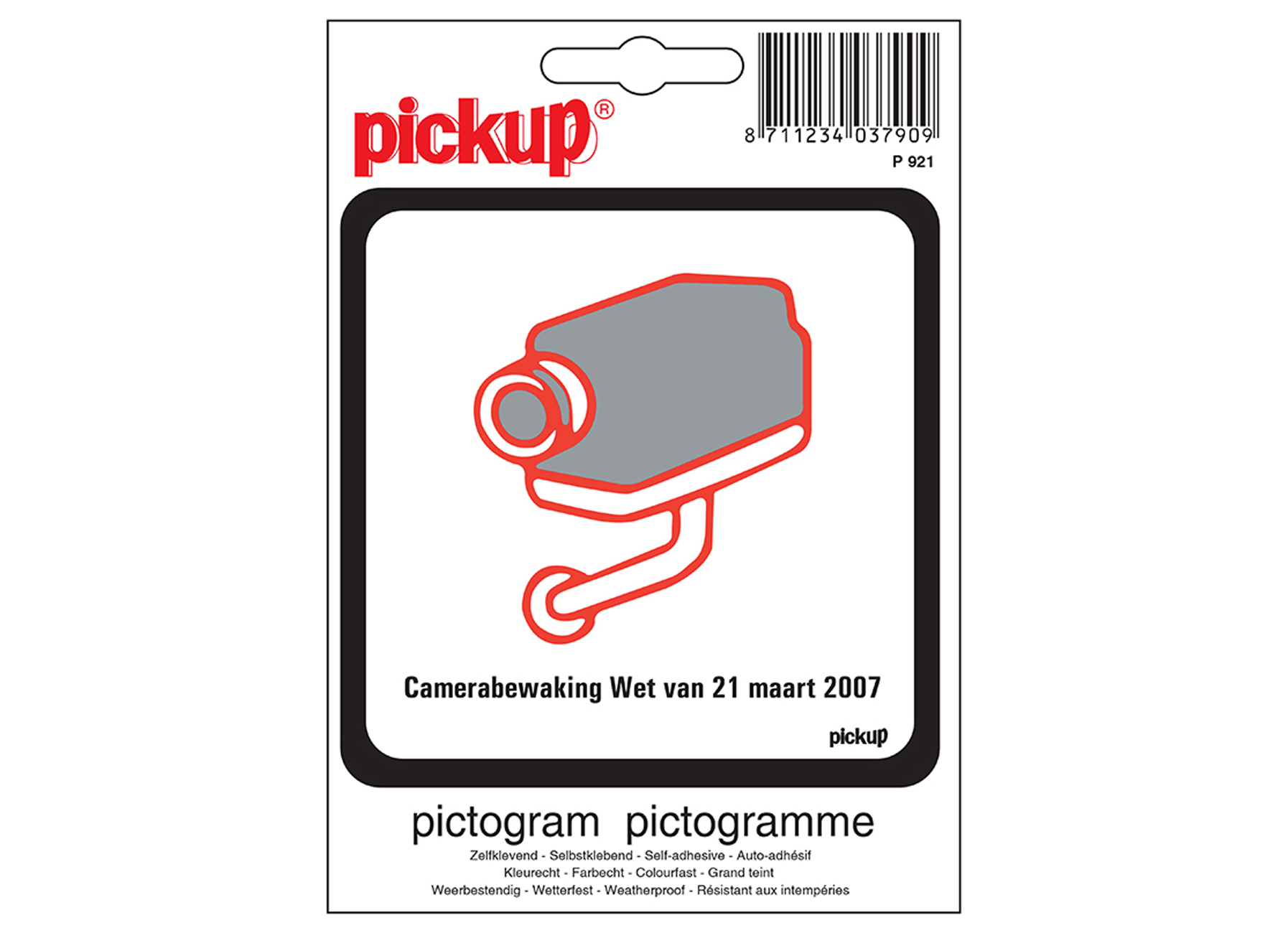 PICTOGRAMME 10X10CM SURVEILLANCE CAMERA LOI BELGIQUE (NL)