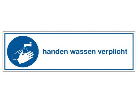 PICTOGRAMME HANDEN WASSEN VERPLICHT (NL) 57X194MM