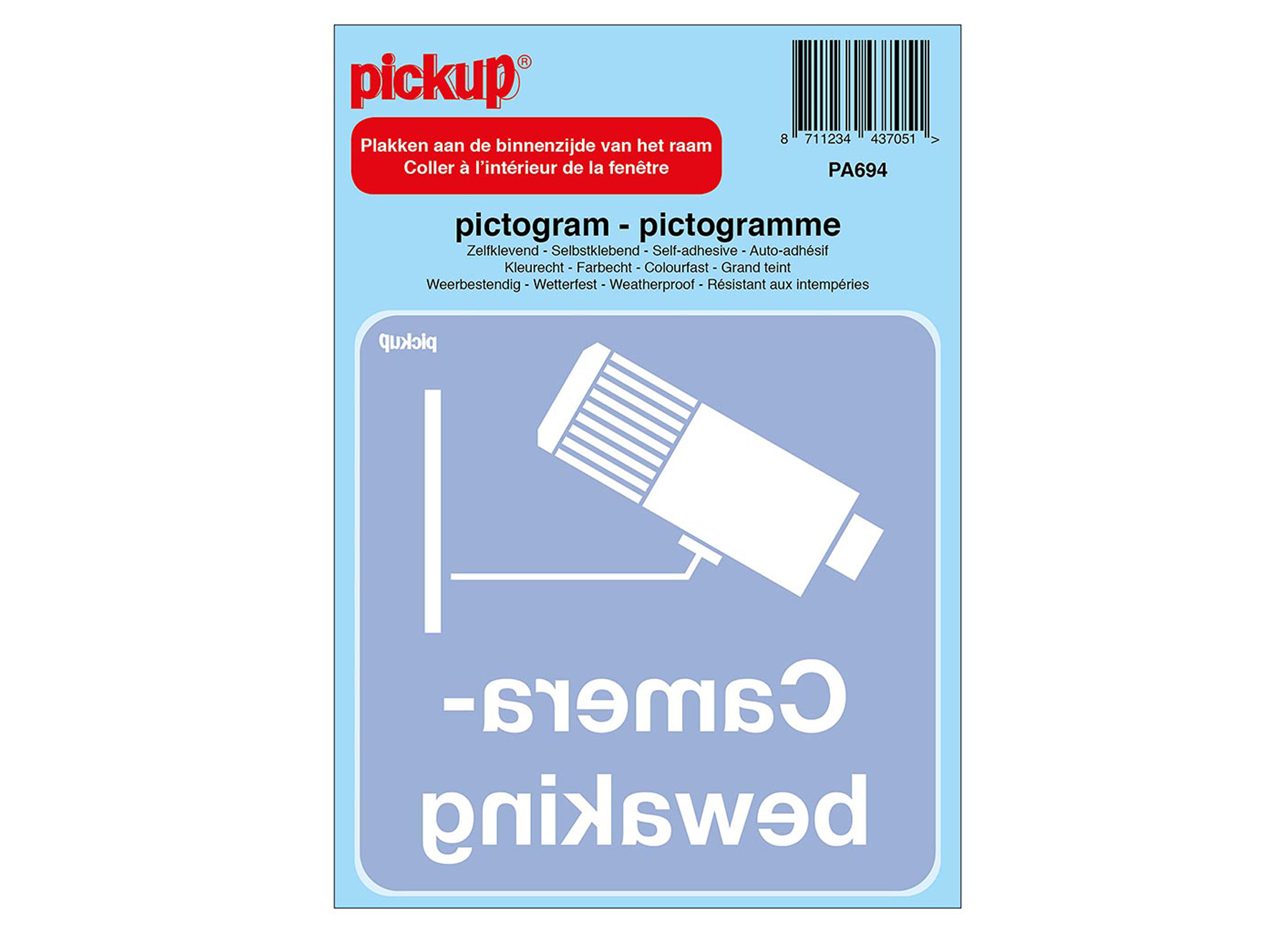 PICTOGRAMME SURVEILLANCE CAMERA DERRIERE VITRE 10X10CM