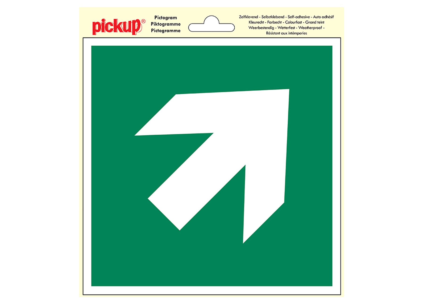 PICTOGRAMME 20X20CM VOIE D''EVACUATION FLECHE INCLINEE