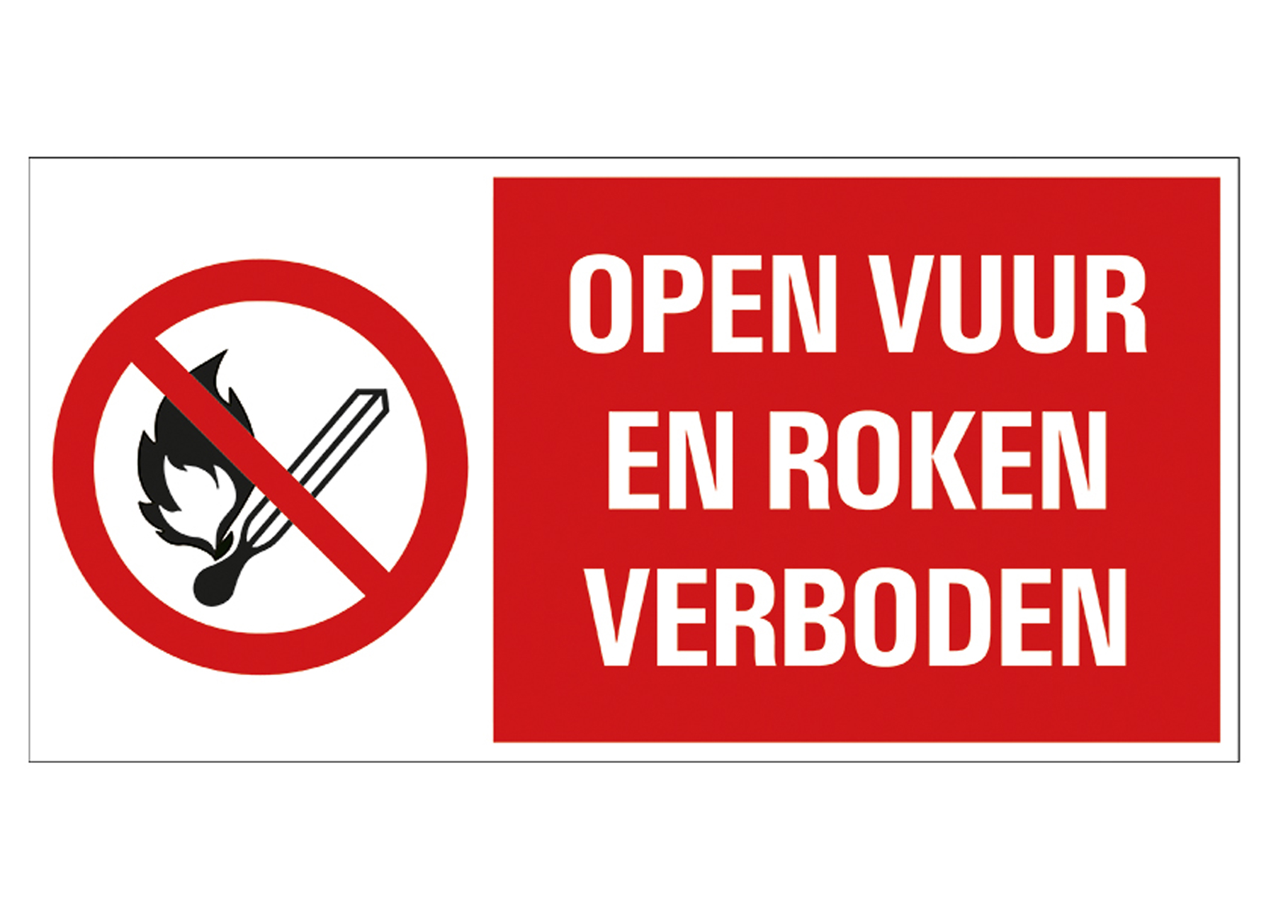 PANNEAU 15X30CM OPEN VUUR EN ROKEN VERBODEN (NL)