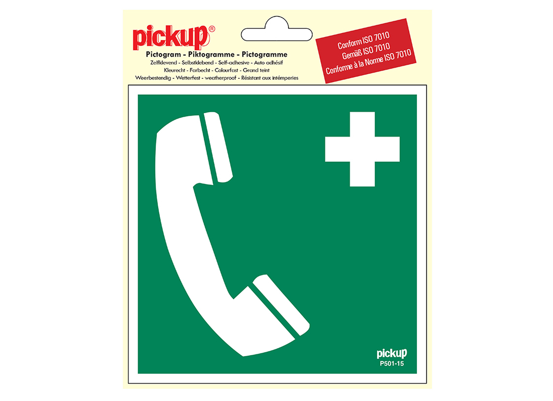 PICTOGRAM VINYL 15X15CM TELEFOON VOOR REDDING EN EHBO