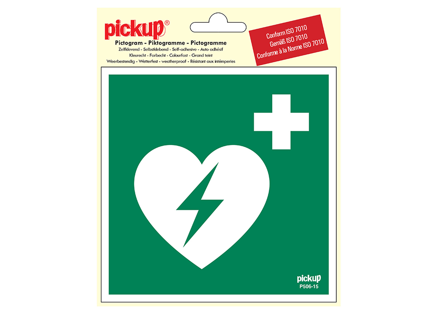 PICTOGRAM VINYL 15X15CM AUTOMATISCHE EXTERNE DEFIBRILATOR (AED)