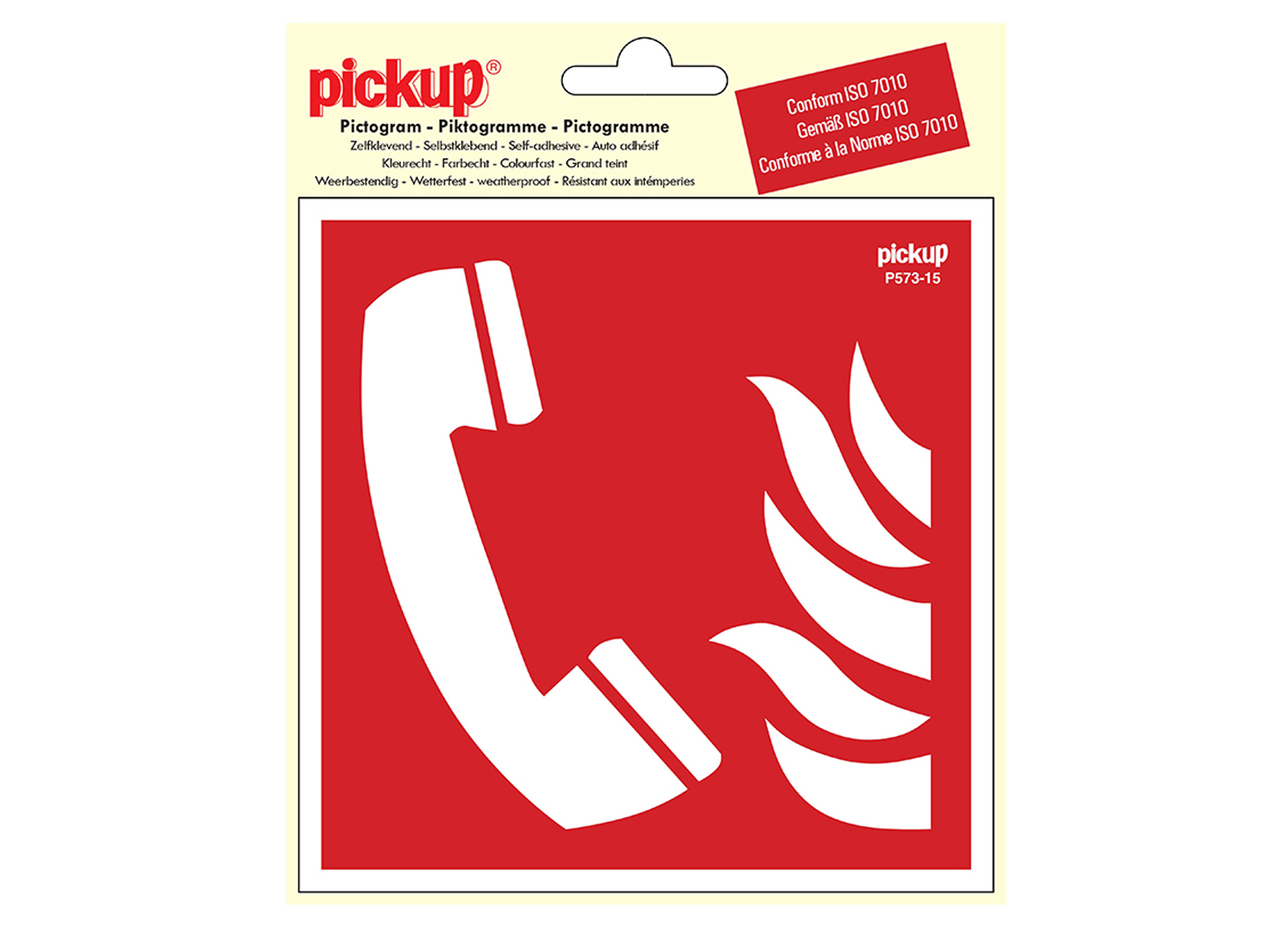PICTOGRAMME VINYL 15X15CM TELEPHONE A UTILISER EN CAS D’INCENDIE