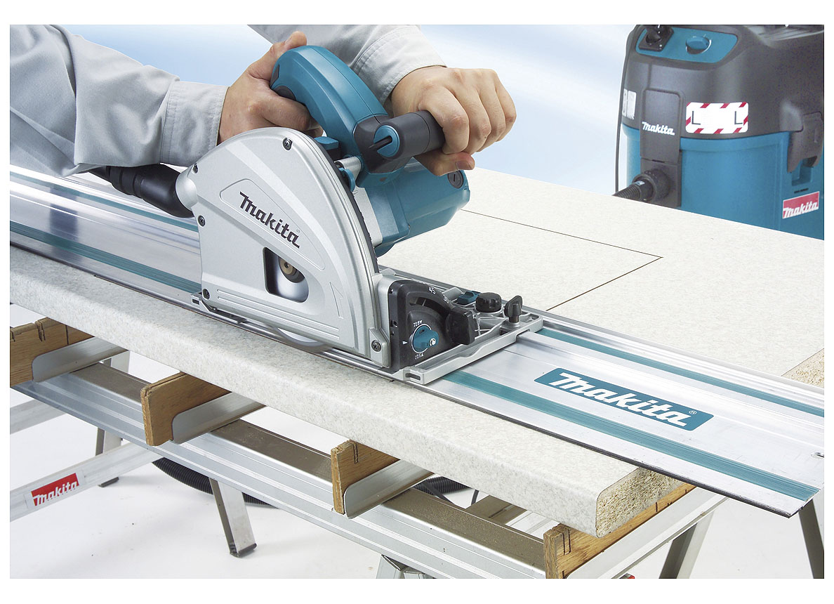 MAKITA INVALZAAG MET GELEIDERAIL 1,4M 1300W 165MM MAKPAC