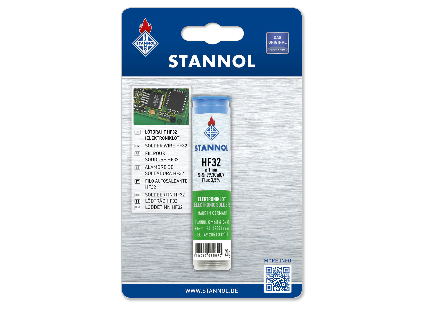 STANNOL SOLDEERDRAAD HF32 1,0MM 20G SN99,3CU0,7