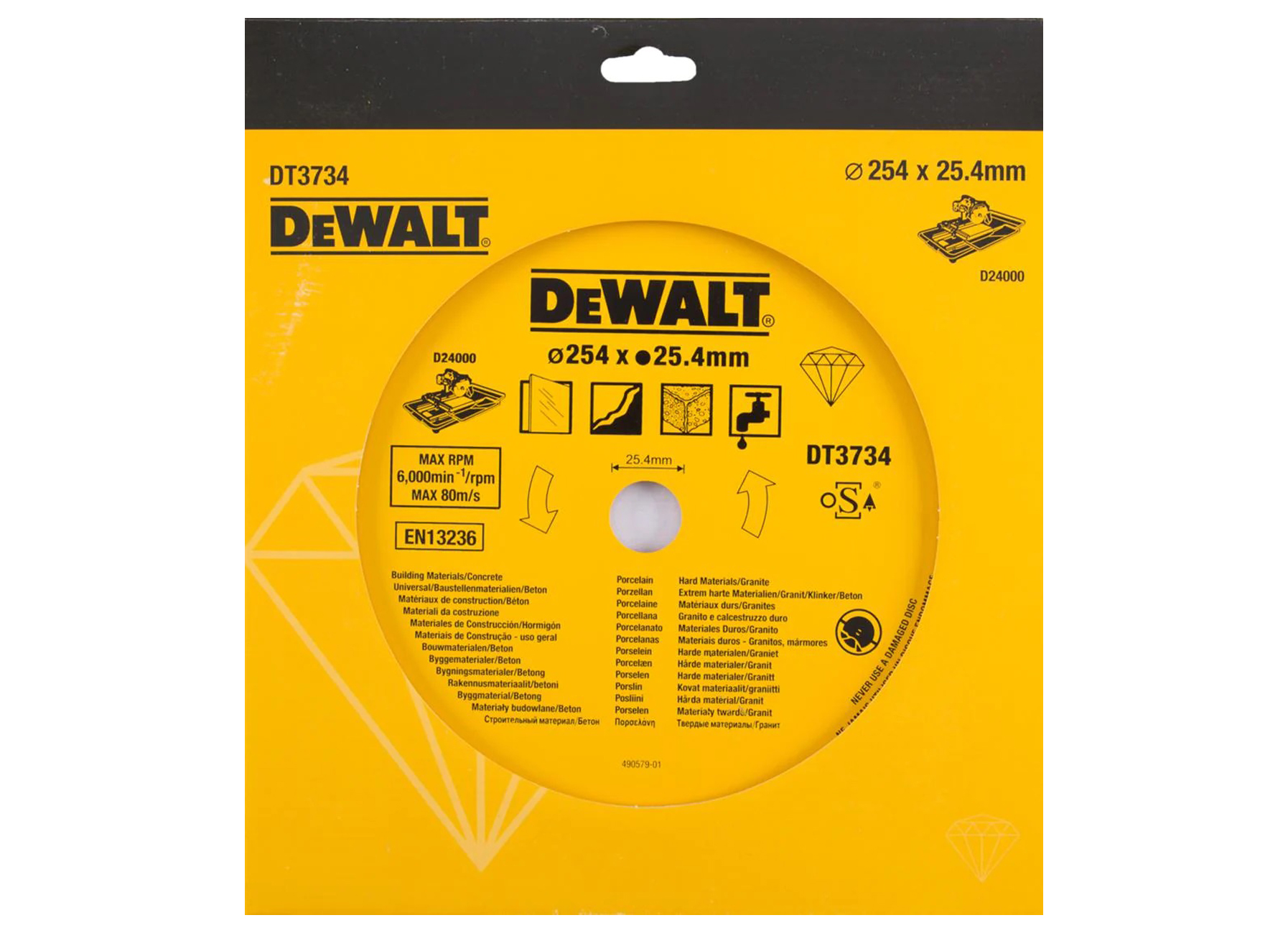 DEWALT LAME DE SCIE DIAMANTE 250X25,4MM 8MM POUR CERAMIQUE DT3734