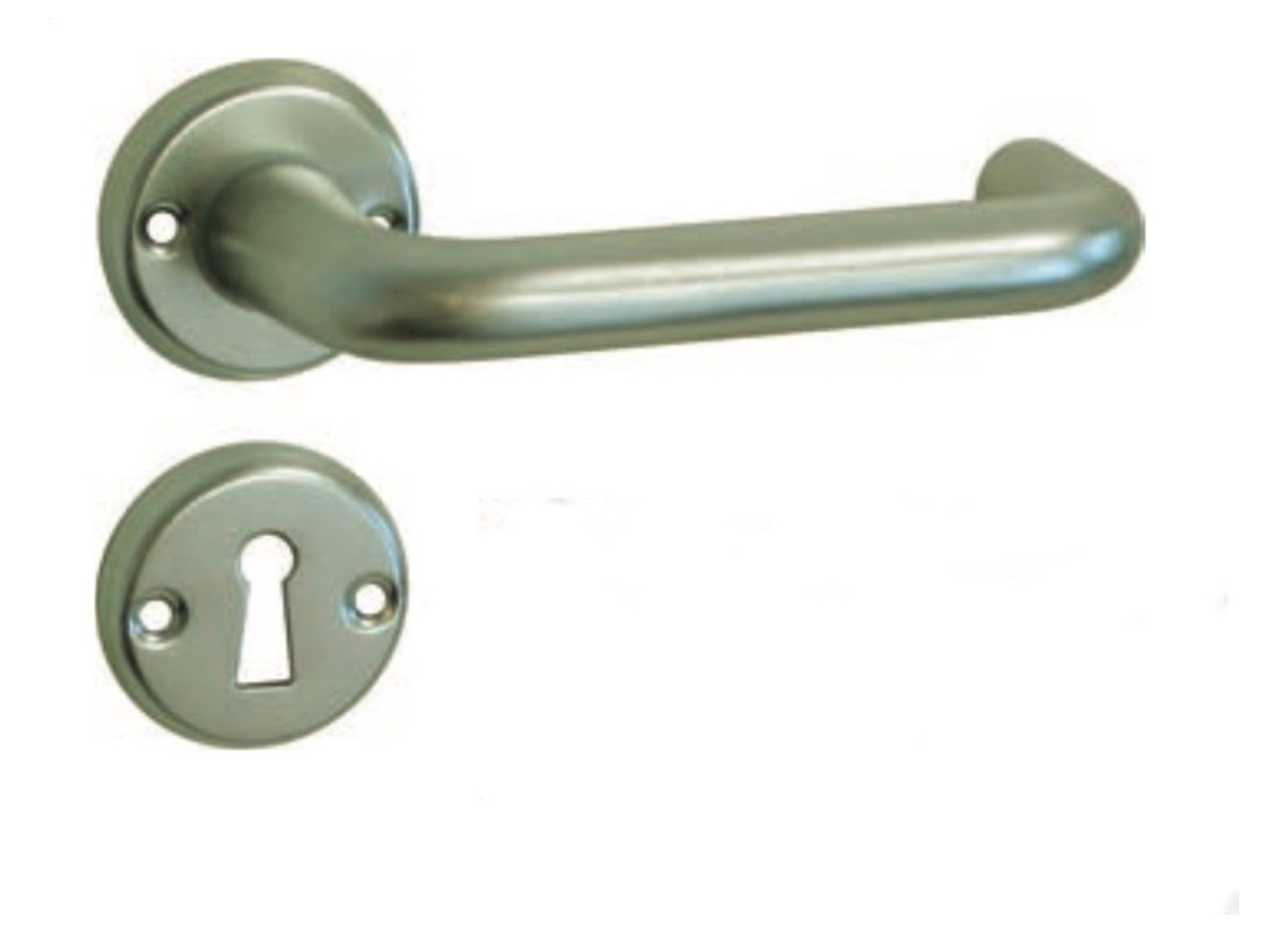DEURKRUK + ROZET + SLEUTELPLAAT ALU CHAMPAGNE 128MM