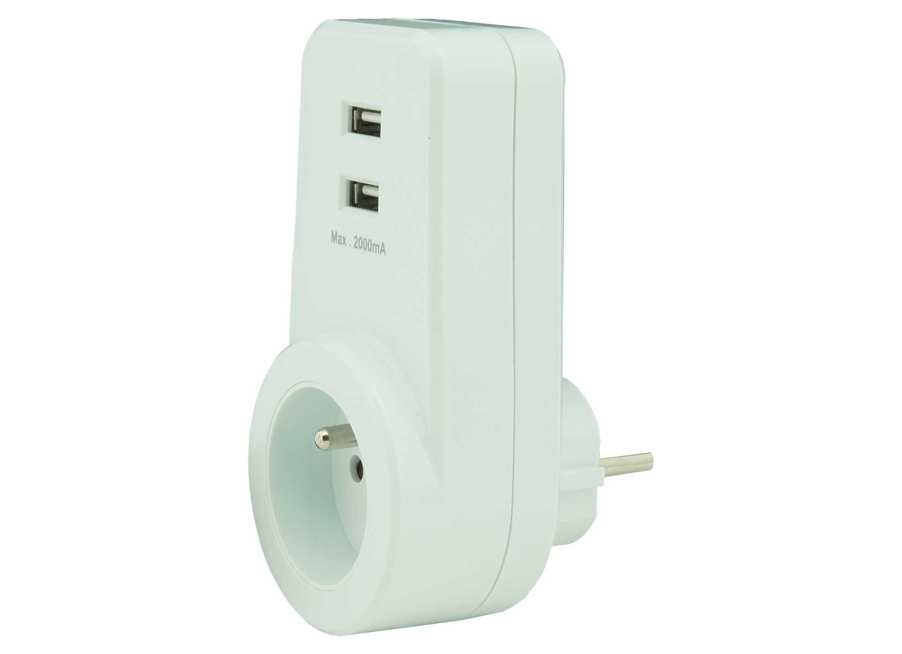 Profile Doorvoerstekker 2x USB 2,2A Wit