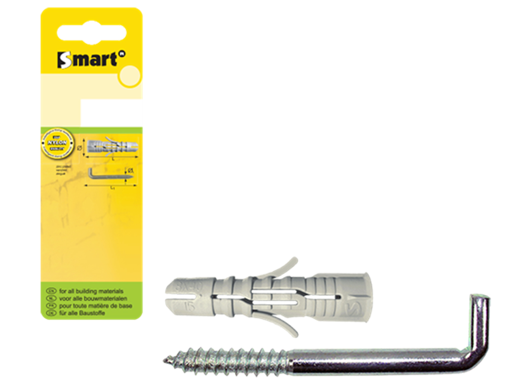 SMART-CHEVILLE + GONDS A VIS Ø6,00X30MM NYLON ZINGUE