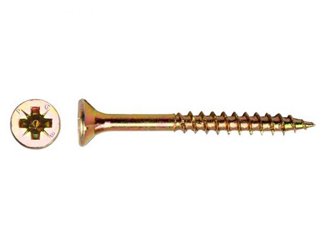 PGB FASTENERS SPAANDERPLAATSCHROEF DUBBEL VERZONKEN KOP Z-DRIVE DEELDRAAD GEEL VERZINKT - VENSTERDOOS