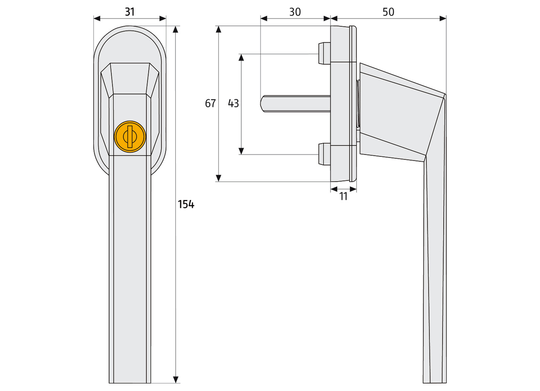 POIGNEE DE FENETRE A CLE BRUN
