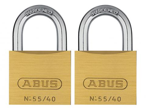 ABUS HANGSLOT MESSING TWINS 55/40C 40MM 2-PACK BLISTER